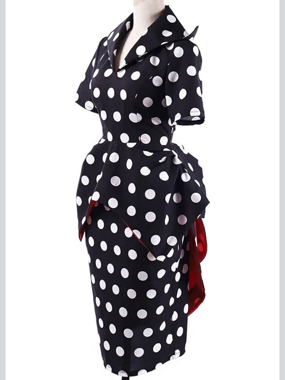 The "Other Mother"  Black & White Polka Dot Peplum Dress and Mask